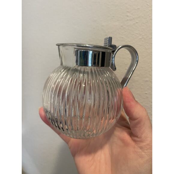 Chase Brass & Copper Co art deco glass & Chrome 4” Jubilee Syrup Pitcher Rare - Picture 9 of 10